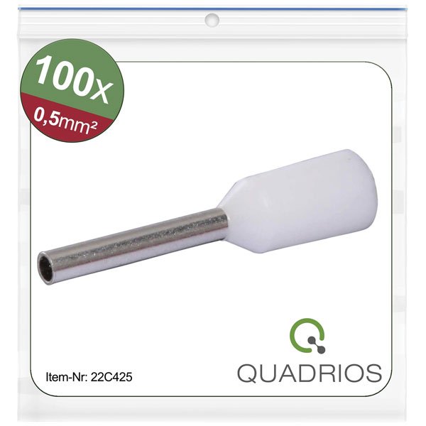Quadrios 22C471 Wire-End Sleeves 0.25mm² Non-Insulated 100pcs