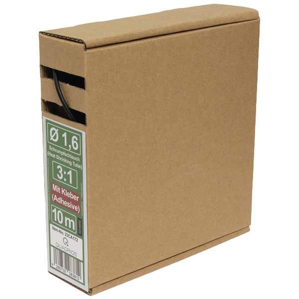 Quadrios 23CA176 Heatshrink Adhesive Black 6.4mm 5m 3:1 Waterproof PE