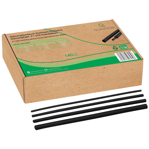 Quadrios 19011CA091 Heatshrink Set Black 140 Parts Non-Plastic Pack