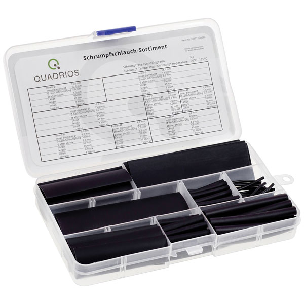 Quadrios 201711CA003 Heatshrink Set Black 3:1 Ratio 100 pcs Adhesive