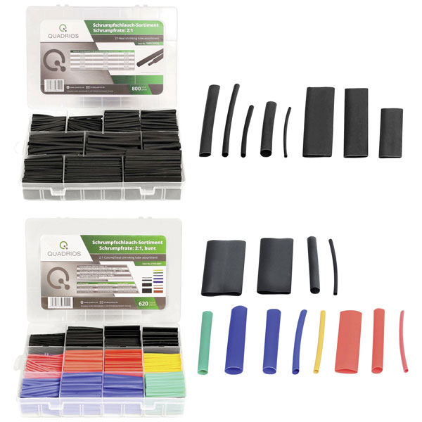 Quadrios 22CA142 Heatshrink Set 5 Colours Shrinkage 2:1 Industrial Use