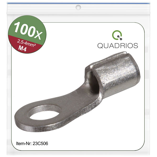Quadrios 23C510 Ring Terminal 4mm² 10.5mm Hole Non-Insulated 100pcs