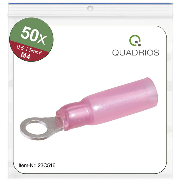 Quadrios 23C519 Ring Terminal 1.5mm² 8.5mm Hole Ø Red 50 pcs