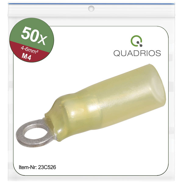 Quadrios 23C529 Ring Terminal 6 mm² 8.5 mm Hole Ø Yellow 50 pcs