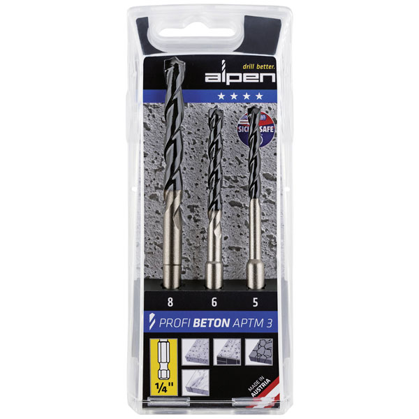 Alpen 0080500005100 DS+ Bit Set 5-Piece SDS-Plus 4-Carbide Edges L...