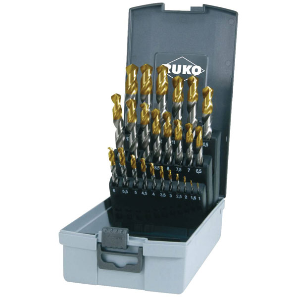 RUKO 259215RO Twist Drill Bit Set 25-Piece DIN 338 Triangular Shank