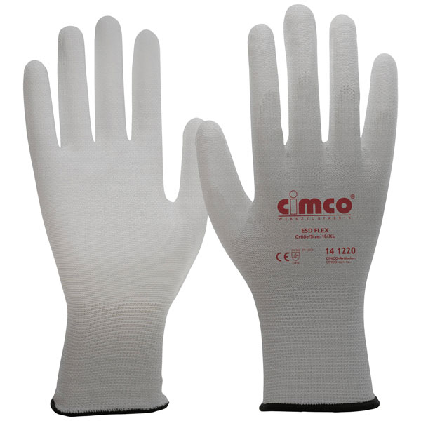 Cimco 141218 ESD Flex Anti-static Nylon Glove Size 8 M Touchscreen...