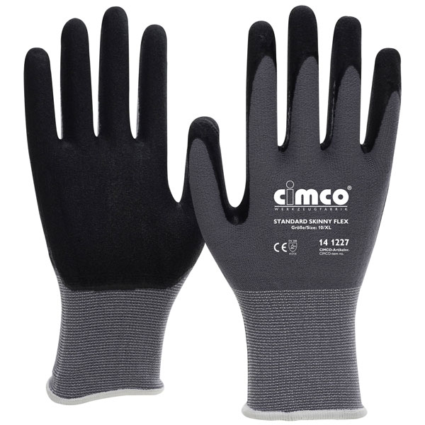 Cimco 141225 Skinny Flex Gloves Size 8/M Partly Coated EN 388