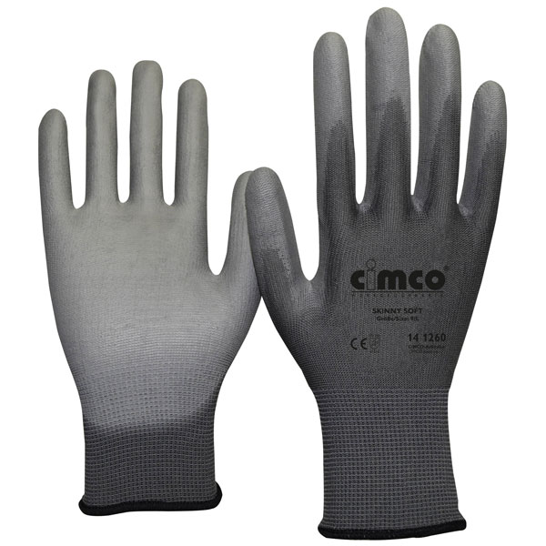 Cimco 141281 Glove Nylon Size 8 M EN 388 PU Coated Knitted Waistband
