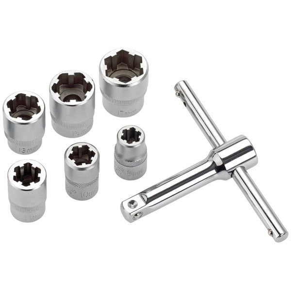 Cimco 113160 SPECIAL 7-Part Socket Wrench Set for Damaged Screws