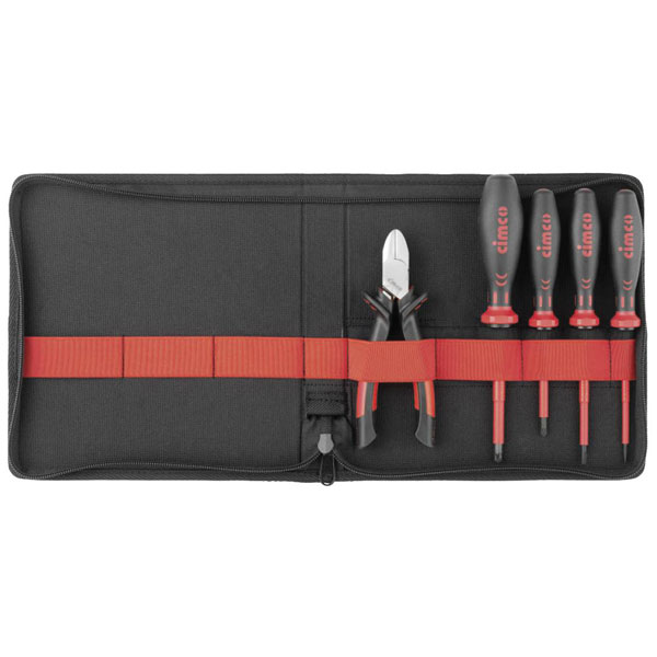 Cimco 104042 Tool Kit VDE 5-Piece Slim Electrician Set VDE-GS Tested