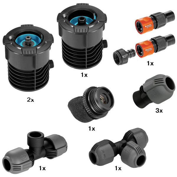 GARDENA 08270-20 Pipeline Starter Set with Hose Connector and Stop...
