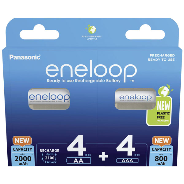 Panasonic 52302191 Eneloop Batteries AAA/AA 8pcs Rechargeable Long...