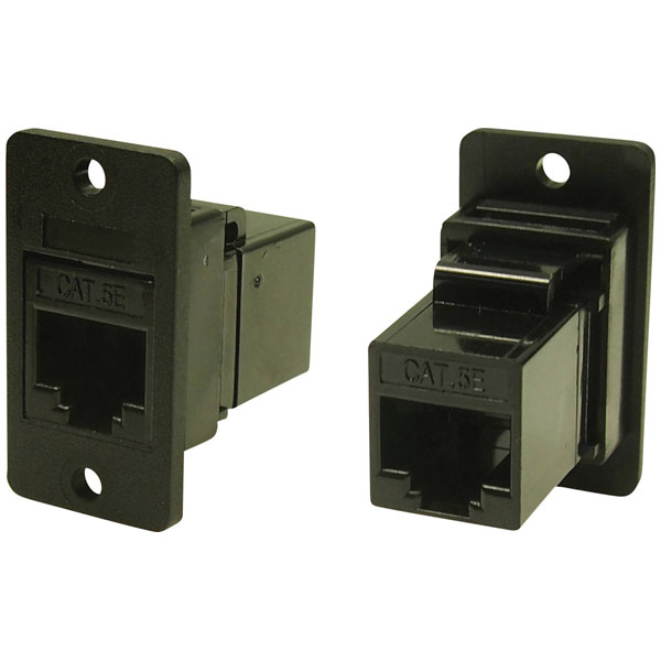 Cliff CP30620X1 Adapter CAT5E Slim Black 3.2mm Hole 1pc