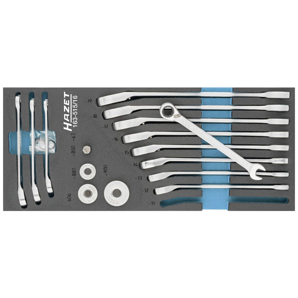 Hazet 163-515/16 Crowfoot Wrench Set 16-Piece 8-19 mm SIS Soft Foam