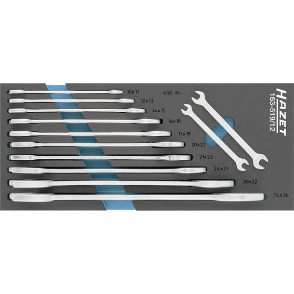 Hazet 163-519/12 Double-Ended Open Ring Spanner Set 10-36mm SIS