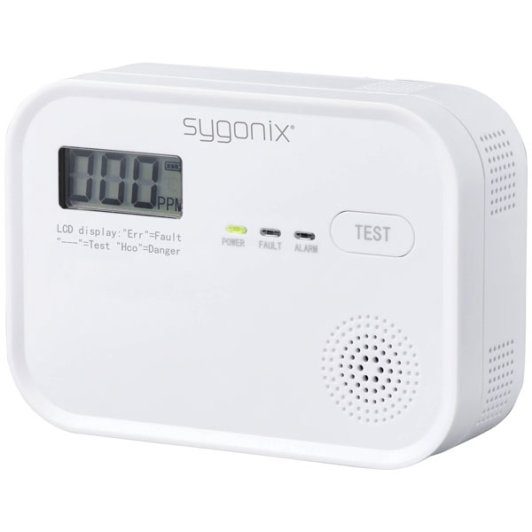 Sygonix SY-6032938 carbon monoxide detector 10-year battery sensor