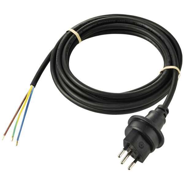 Sygonix SY-5768434 Mains Cable 3m black weatherproof electric 1pc