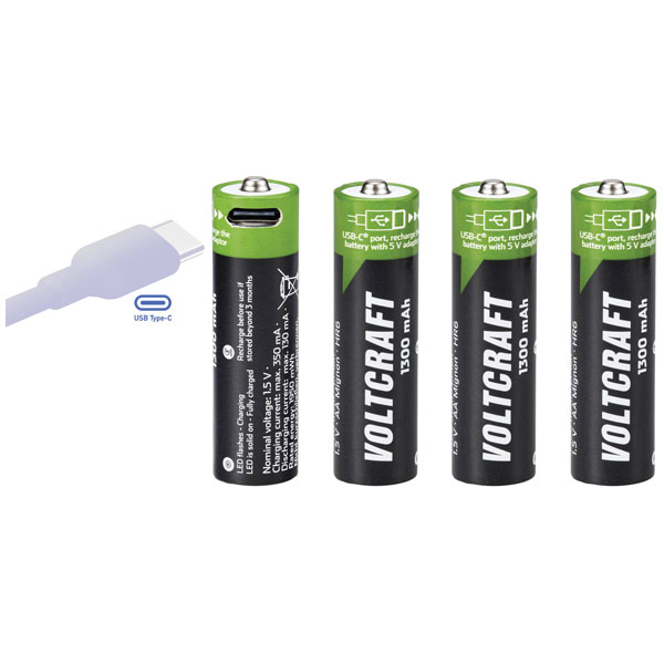 VOLTCRAFT VCAA1300USB USB-C® battery Li-ion300 mAh.5 V 4