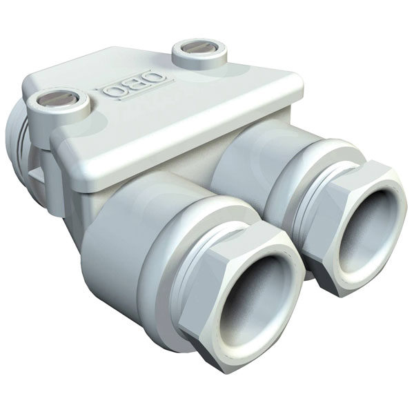 OBO Bettermann 2024063 Twin Gland Plastic Polystyrene Light Grey P...