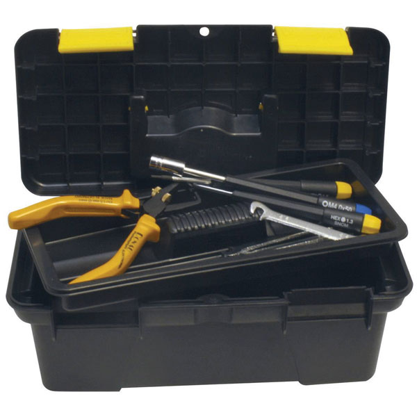 Donau RB25 Toolbox Empty Plastic Black/Yellow 2 Locks Handle Ruler...