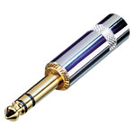 Rean NYS228C-2-CON AV 6.35mm Audio Jack Plug 3 Pins Stereo Silver