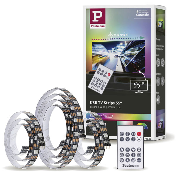 Paulmann 78882 TV Strips 75 Zoll LED RGB USB 3.1m Infrared Remote ...