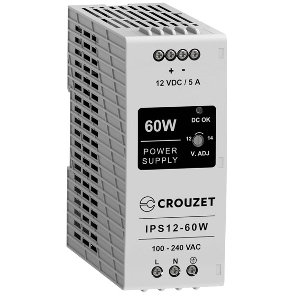 Crouzet 89452062 Industrial PSU 24V 2.5A 60W DIN Rail Mount Compac...