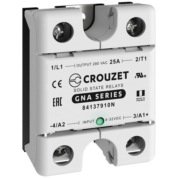 Crouzet 84137910N SSR 25A 280V AC Zero Crossing For Heating Elements