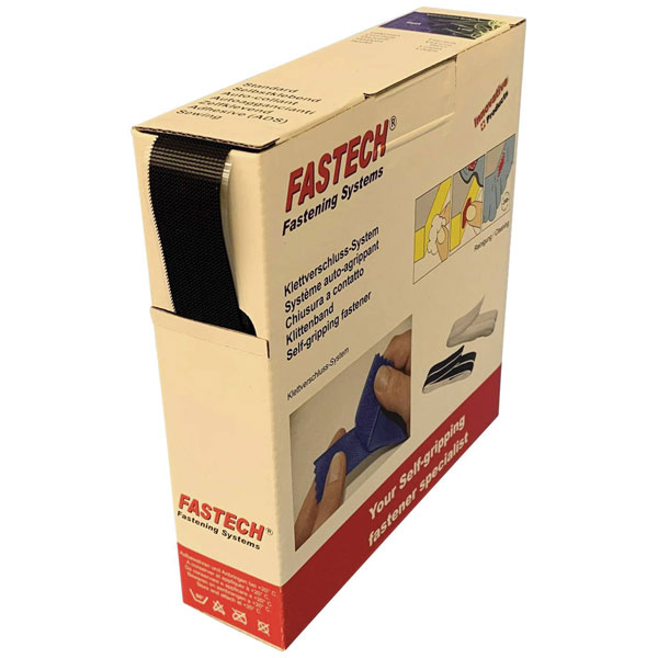 FASTECH B25-SKL01999910 Hook-and-Loop Tape 10m x 25mm Black Hotmel...