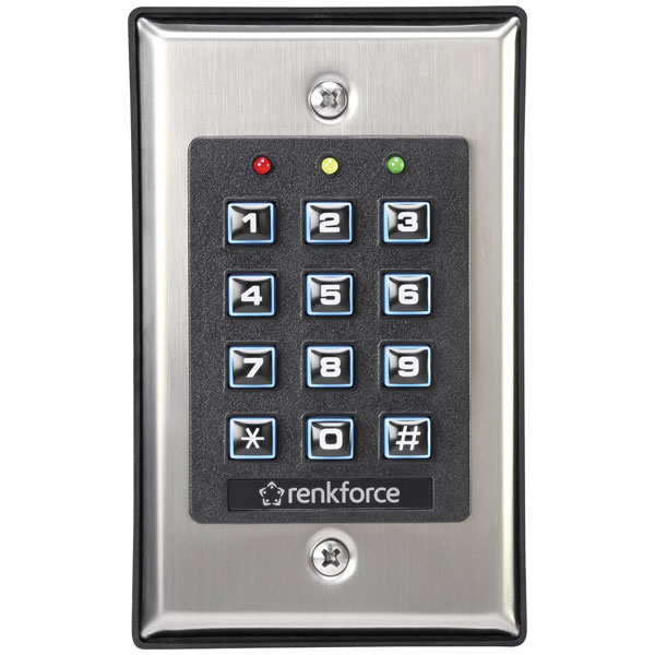 Renkforce 1582597 Code Lock Surface-Mount Backlit Keypad 100+10 Codes