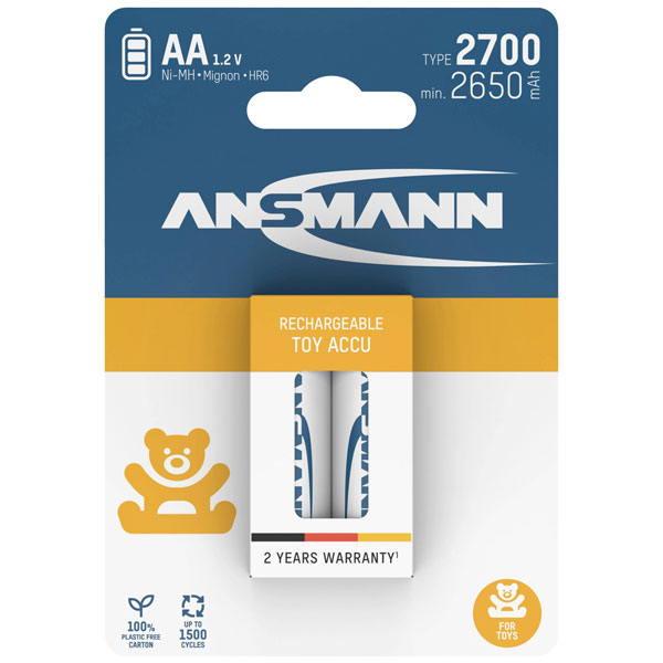Ansmann 1312-0038 AA Rechargeable NiMH 1600mAh Low Self-Discharge ...