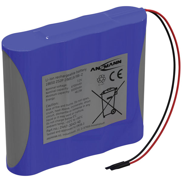 Ansmann 2447-3043-50 Battery Pack Li-ion 7.2V 5100mAh 4x18650 Cells