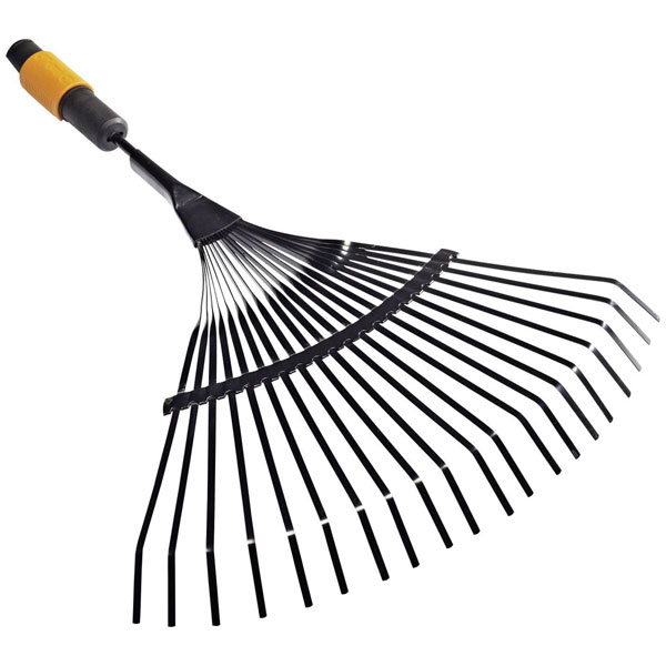 Fiskars 1000644 QuikFit Leaf Rake: 20 Steel Tines 43cm Wide Red Do...