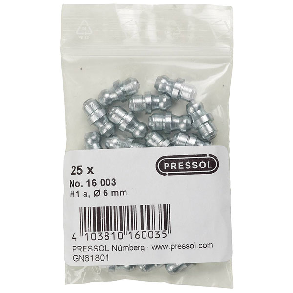 Pressol 16 013 Tapered Lubricating Nipple H1-Straight M10x1-V 25 pcs