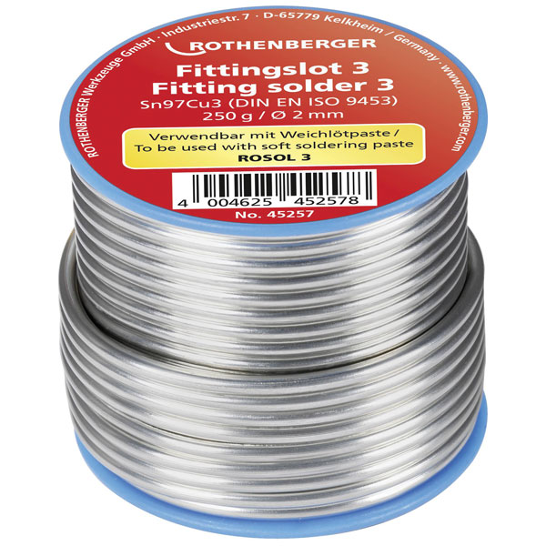 Rothenberger 45255 Solder Reel Sn97Cu3 250g 3mm for Superior Workm...