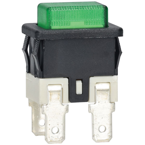 R-TECH 524778 Push button switch, SP, latching, green Illuminated,...