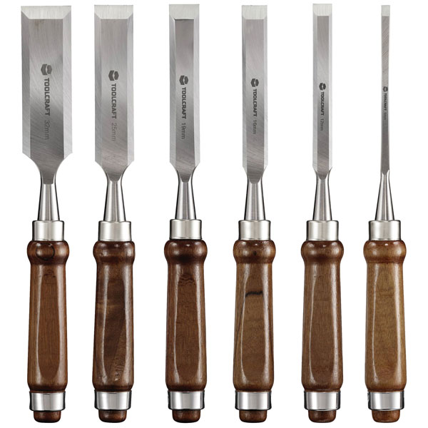 Toolcraft TO-7873785 Wood Chisel Set 6pc Steel Edges Wooden Handle...