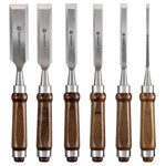 Toolcraft TO-7873785 Wood Chisel Set 6pc Steel Edges Wooden Handles Boxed
