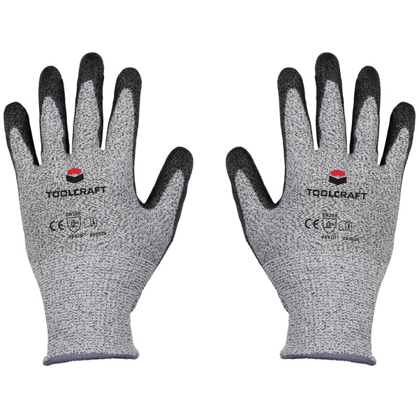 Toolcraft TO-5621610 Cut-Proof Glove Size 10 Level D PU-Coated 1 Pair