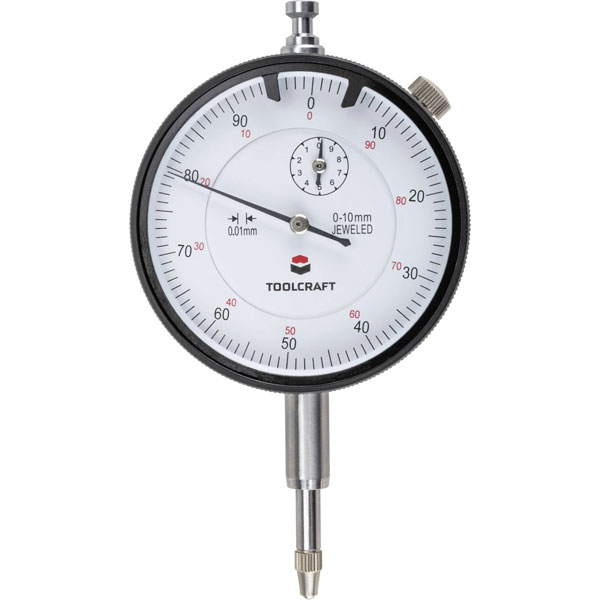 Toolcraft TO-6443499 Dial Gauge Ø58mm 0-10mm 0.01mm Reading Shock ...