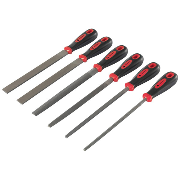 Toolcraft TO-7873782 Steel File Set 6pcs 370mm Non-Slip Rubber Grips
