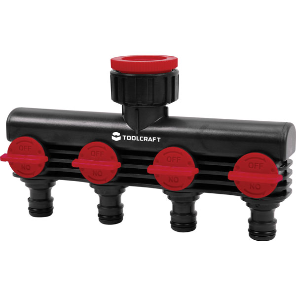 Toolcraft 2302371 Plastic 4-Way Splitter with Water Stop and Regulator