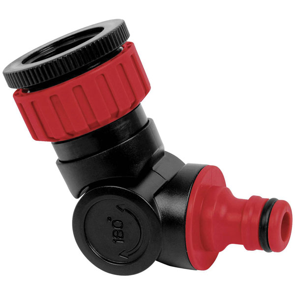 Toolcraft 2302358 Angled Hose Connector with Manual Valve 16cm Red...