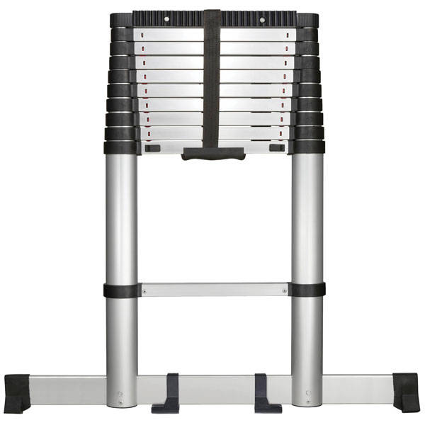 Toolcraft TO-9610686 Aluminium Telescopic Ladder 2.52m Black/Silver