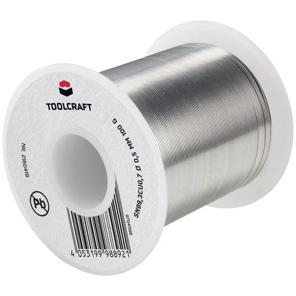 Toolcraft 2160423 Solder Lead-Free Wire Sn993Cu07 500g Halogen-Free