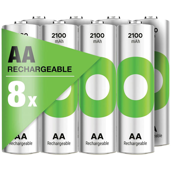 GP GPRCK210AA058C8 ReCyko AA NiMH Battery 2100mAh 1.2V 8pcs Rechar...