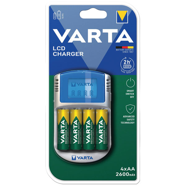 Varta 57070201451 LCD Charger Modern Display USB-IN NiMH AAA/AA