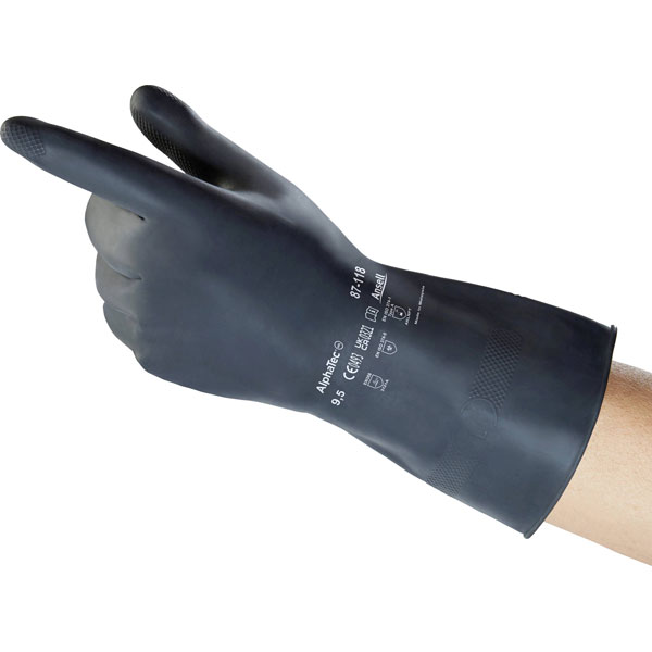 Ansell 87118075 AlphaTec Chemical Resistant Gloves Natural Rubber ...