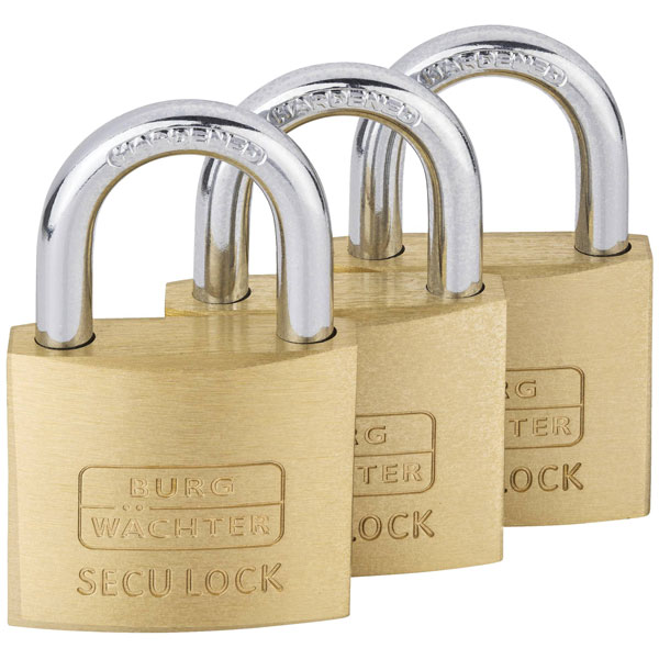 Burg Wächter 15291 CASTLE MONITOR Padlock Set Brass 37.60mm Keyed-...